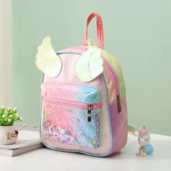 Unicorn Transparent Glitter Backpack With Wings -Unicorn Fashion Kindergarten School Bag for Girls Backpack Mini Bags Fashion Laser Backpack Kids Bookbag Cute Toddler Children 3