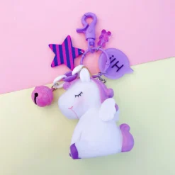 Korean Cartoon Unicorn Keychain -Unicorn Fashion Korean cartoon beast unicorn key ring car women BB called cute key chain desk ornament Figurines 3