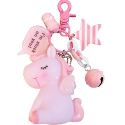 Korean Cartoon Unicorn Keychain -Unicorn Fashion Korean cartoon beast unicorn key ring car women BB called cute key chain desk ornament Figurines 5