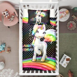 “Laugh Everyday” Unicorn Crib Bedding Set – Unicorn Nursery Baby Bedding