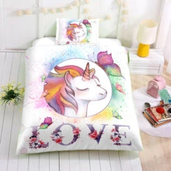 Love Unicorn Bedding Set -Unicorn Fashion Love Unicorn Bedding Set Twin