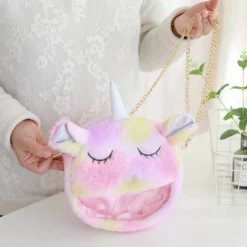 Unicorn Plush Crossbody Cosmetic Bag -Unicorn Fashion Lovely Dream Series Unicorn Plush Cosmetic Bag and Crossbody Bag Kawaii Animal Unicorn Toys Children Girl 2