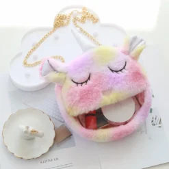 Unicorn Plush Crossbody Cosmetic Bag -Unicorn Fashion Lovely Dream Series Unicorn Plush Cosmetic Bag and Crossbody Bag Kawaii Animal Unicorn Toys Children Girl 3