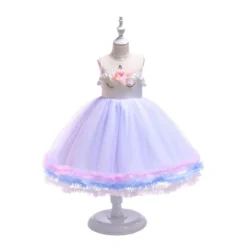 Unicorn Sleeveless Princess Dress -Unicorn Fashion MUABABY Girl Unicorn Dress Sleeveless Layered Princess Costume Children Birthday Party Unicornio Cosplay Fancy Ball Gown 4