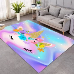 Pastel Unicorn Sleeping Face Themed Large Rug