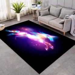 Glowing Purple Unicorn Themed Large Rug