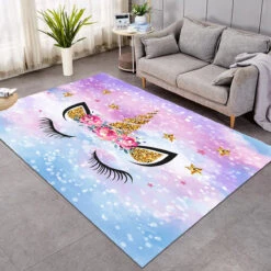 Sparkling Galaxy Unicorn Themed Large Rug