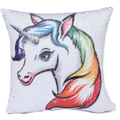 Unicorn Sequins Pillow Case -Unicorn Fashion New Animal Sequins Pillow Case Reversible Unicorn Pattern Cushion Cover Pillow Sofa Waist Throw Cushion Cover 4