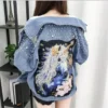 Unicorn Pearls Ripped Denim Jacket -Unicorn Fashion New Beaded Sequins Hole Loose Casual Denim Jacket Cartoon Print Female Student Jacket 2018 New Autumn