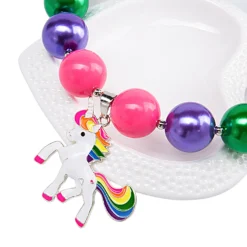 Unicorn Bubblegum Bead Necklace -Unicorn Fashion New Fashion Multicolor Unicorn Necklaces for Children Kids Christmas Gifts Kid Chunky Necklace Bubblegum Bead Handmade 1
