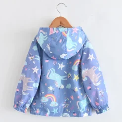 Spring Hooded Unicorn Rainbow Jackets -Unicorn Fashion New Spring Girls Jackets And Coats Hooded Unicorn Rainbow Pattern Kids Windbreaker Jackets Autumn Jackets For 4