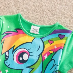 Unicorn Rainbow Casual Dress -Unicorn Fashion New Summer Little Pony Wear Children Girls Christmas Rainbow Dash Costume Casual Dress Baby Pony Dress 4