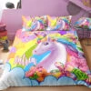 Personalized Custom 3D Flower Unicorn Bedding Set -Unicorn Fashion Personalized 3D Flower Unicorn Bedding Set