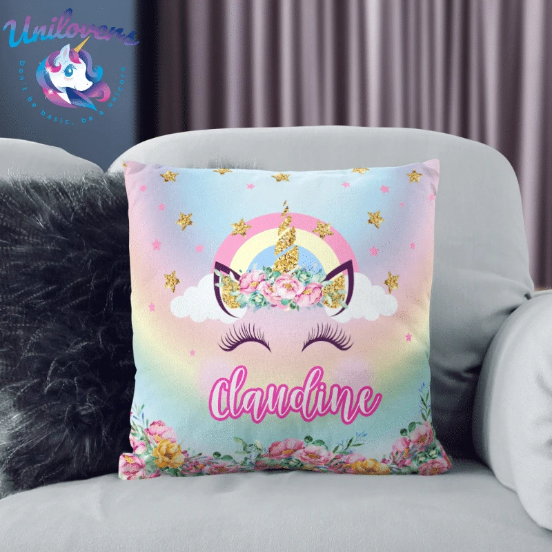 Personalized Glitter Horn Unicorn Pillow 3 Personalized Glitter Horn Unicorn Pillow