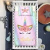 Personalized Adorable Unicorn Lash Crib Bedding Set – Unicorn Nursery Baby Bedding