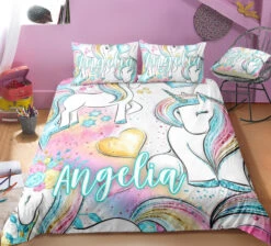 Personalized Custom Baby Rainbow Unicorn Lash Bedding Set