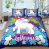 Personalized Custom Blue Cloud Unicorn Bedding Set -Unicorn Fashion Personalized Blue Cloud Unicorn Bedding Set