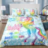 Personalized Custom Blue Sky Unicorn Bedding Set -Unicorn Fashion Personalized Blue Sky Unicorn Bedding Set