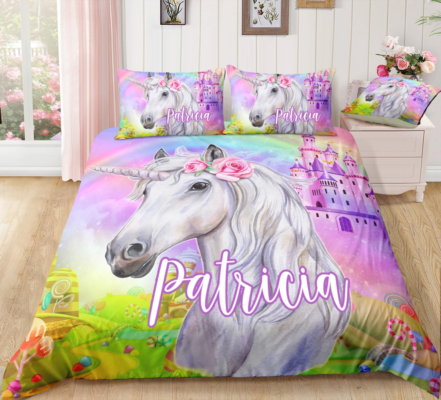 Personalized Custom Castle Unicorn Bedding Set 3 Personalized Custom Castle Unicorn Bedding Set