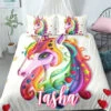 Personalized Custom Colorful Kids Unicorn Bedding Set -Unicorn Fashion Personalized Colorful Kids Unicorn Bedding Set