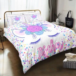 Personalized Custom Dotted Unicorn Lash Bedding Set -Unicorn Fashion Personalized Custom Dotted Unicorn Lash Bedding Set 8211 Unicorn Gift For Girls 8211 Unicorn Bedroom Set