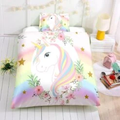 Personalized Custom Flower And Unicorn Bedding Set -Unicorn Fashion Personalized Custom Flower and Unicorn Bedding Set 8211 Unicorn Gift For Girls 8211 Unicorn Bedroom Set
