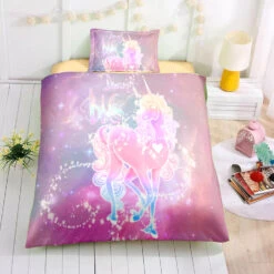 Personalized Custom Glowing Unicorn Bedding Set -Unicorn Fashion Personalized Custom Glowing Unicorn Bedding Set 8211 Unicorn Gift For Girls 8211 Unicorn Bedroom Set