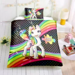 Personalized Custom Happy Rainbow Unicorn Bedding Set -Unicorn Fashion Personalized Custom Happy Rainbow Unicorn Bedding Set 8211 Unicorn Gift For Girls 8211 Unicorn Bedroom Set 1
