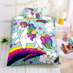 Personalized Custom Rainbow Unicorn Bedding Set -Unicorn Fashion Personalized Custom Rainbow Unicorn Bedding Set 8211 Unicorn Gift For Girls 8211 Unicorn Bedroom Set 2