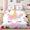 Personalized Custom Flower Unicorn Lash Bedding Set -Unicorn Fashion Personalized Flower Unicorn Lash Bedding Set