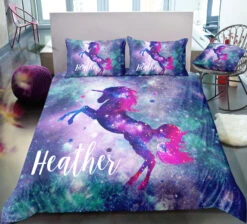 Personalized Galaxy Unicorn Bedding Set
