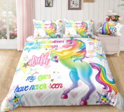 Personalized Custom Pink Heart Unicorn Bedding Set