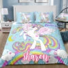Personalized Custom Rainbow Wings Unicorn Bedding Set -Unicorn Fashion Personalized Rainbow Wings Unicorn Bedding Set