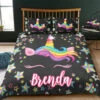 Personalized Custom Star Unicorn Black Bedding Set