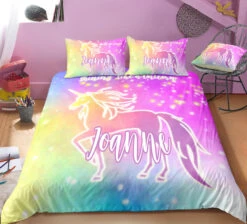 Personalized Custom Tie Dye Unicorn Bedding Set