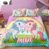 Personalized Custom Two Baby Unicorns Bedding Set -Unicorn Fashion Personalized Two Baby Unicorns Bedding Set