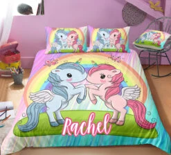 Personalized Custom Two Baby Unicorns Bedding Set