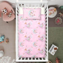 Pink Crescent Unicorn Crib Bedding Set – Unicorn Nursery Baby Bedding