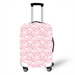 Pink Unicorn Luggage Protective Covers -Unicorn Fashion Pink Small Cartoon Unicorn Luggage Protective Covers For Travel 18 to 28 Inch Suitcase Cover High 2