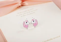 Pink Unicorn Stud Earring -Unicorn Fashion Pink Unicorn Earrings Glitter Enamel for Women girls Cute Animal Horse Stud Earrings Jewelry oorbellen brinco 4