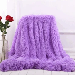Purple Fleece Long Shaggy Decorative Throw Blanket For Bed Sofa Couch Soft Bed Cover Sherpa Fuzzy Blankets And Plush Throws For Kids Adults Teens Girls Women