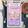 Purple Hearts Dreaming Unicorn Crib Bedding Set – Unicorn Nursery Baby Bedding -Unicorn Fashion Purple Hearts Dreaming Unicorn Crib Bedding Set