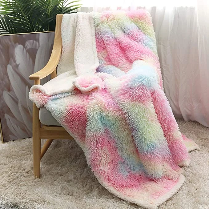 Rainbow Fleece Decorative Throw Blanket 5 Rainbow Fleece Decorative Throw Blanket - Image 3