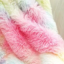 Rainbow Fleece Decorative Throw Blanket 13 Rainbow Fleece Decorative Throw Blanket -Unicorn Fashion Rainbow Fleece Long Shaggy Decorative Throw Blanket for Bed Sofa Couch Soft Pink Bed Cover Sherpa Fuzzy Blankets and Plu 4