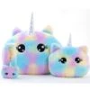 Rainbow Tie-dye Unicorn Car Headrest & Seat Belt Fluffy Pillow