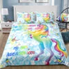 Rainbow Unicorn Blue Stars Bedding Set -Unicorn Fashion Rainbow Unicorn Blue Stars Bedding Set