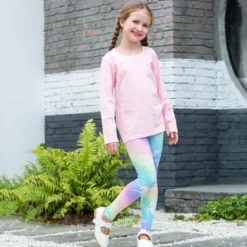 Rainbow Unicorn Children Leggings -Unicorn Fashion Rainbow Unicorn Mid Elastic Waist Pencil Pants Girl Leggings Yoga Children Trousers Leggings for Baby Girl 2