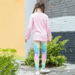 Rainbow Unicorn Children Leggings -Unicorn Fashion Rainbow Unicorn Mid Elastic Waist Pencil Pants Girl Leggings Yoga Children Trousers Leggings for Baby Girl 3