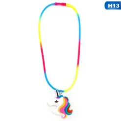 Rainbow Unicorn Pendant Rubber Necklaces Accessories -Unicorn Fashion Rainbow Unicorn Pendant Necklaces Rubber Toys Birthday Party Children Girls Best Friend Friendshipe Chain Jewelry Accessories 4