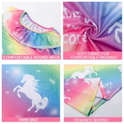 Rainbow Unicorn Princess Dress 12 Rainbow Unicorn Princess Dress -Unicorn Fashion Rainbow Unicorn Princess Dress Irregular Summer Girls Dress Nightgown Kids Dresses Night Gown Pajamas Dress Sleepwear 4